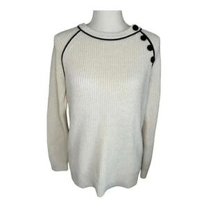 LOFT Women’s‎ Medium Cream Knit Sweater with Button Detail